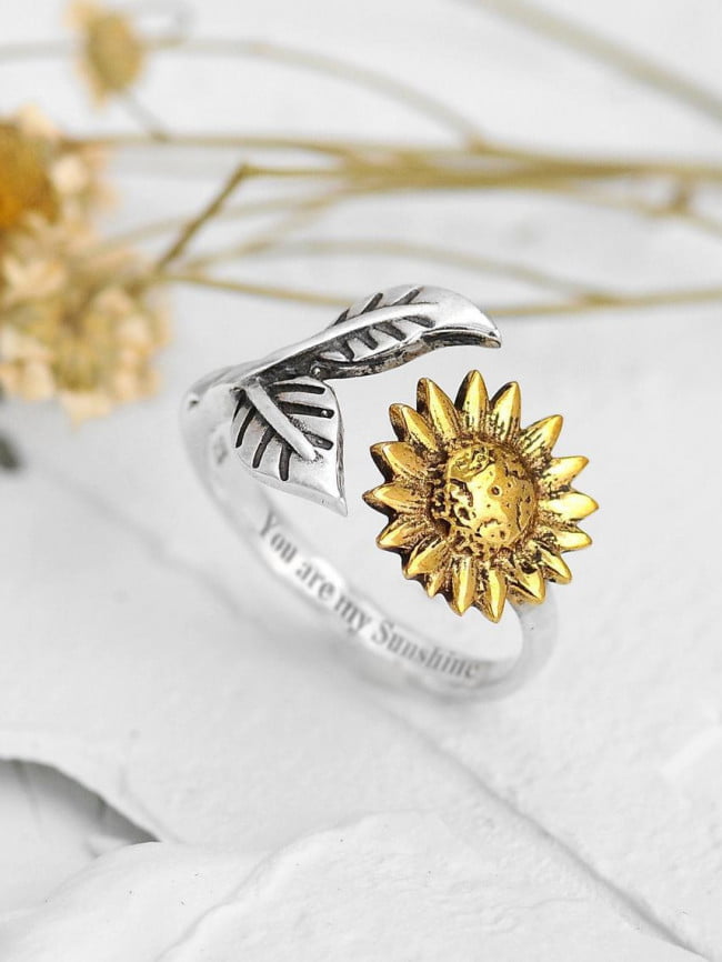 Wholesale Fashion Sunflower Lettering Ring