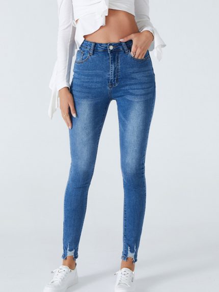 Wholesale Frayed Stretch Skinny Jeans