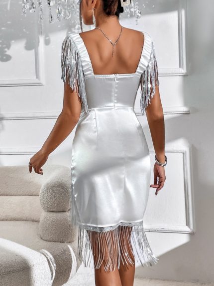 Wholesale Fringed Paneled Slim Dress