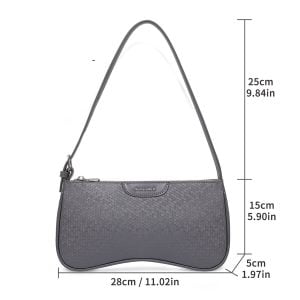 Wholesale Gray Shoulder Bag With Honeycomb-Embossed Pattern