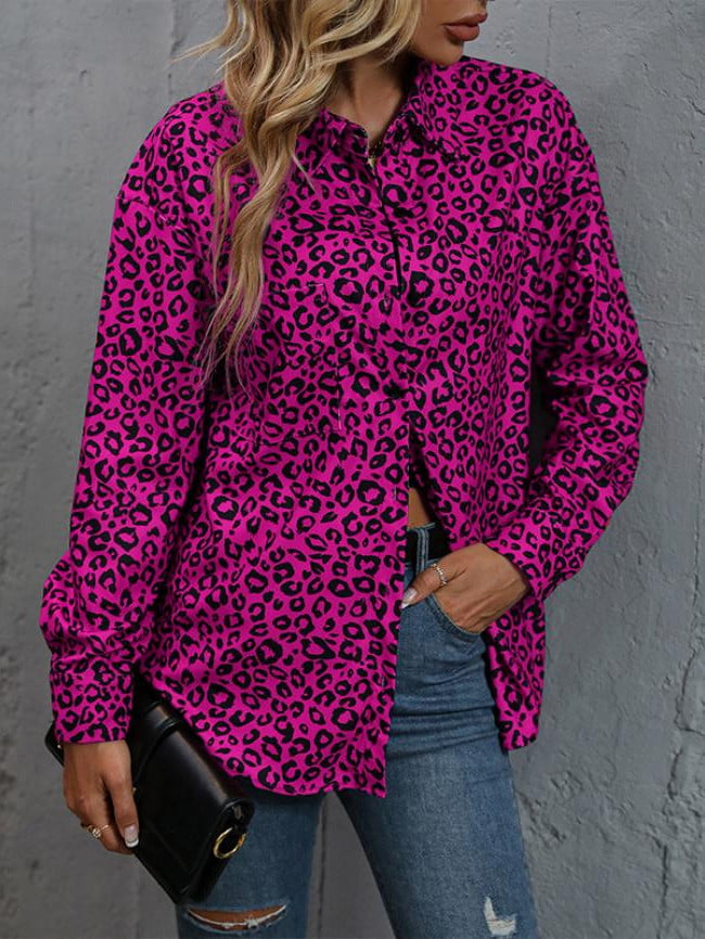 Wholesale Leopard Print Lapel Button Shirt