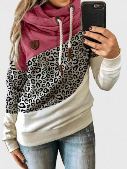 Wholesale Leopard print color block sweatshirt