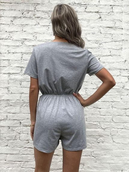Wholesale Short Sleeve Drawstring Jumpsuit