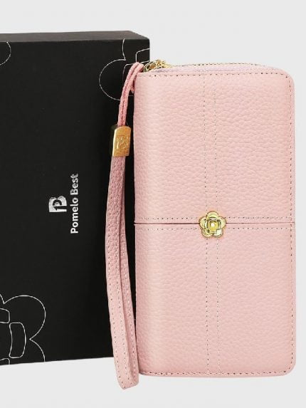 Wholesale Solid Color Wallet With Camellia Ornament