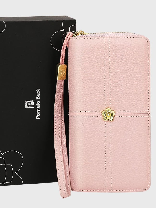 Wholesale Solid Color Wallet With Camellia Ornament