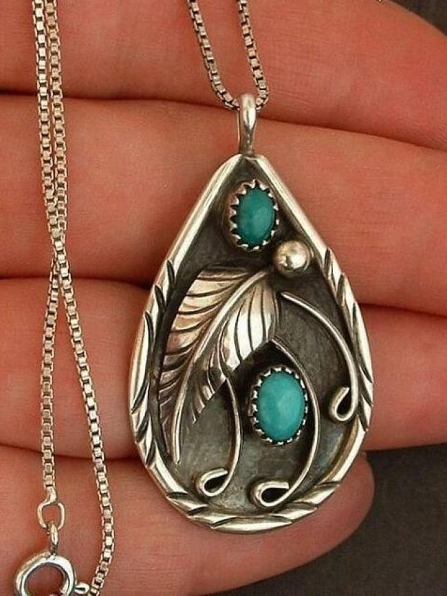 Wholesale Turquoise Vintage Feather Necklace