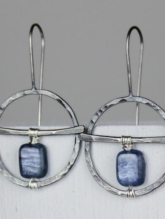 Wholesale Vintage Circle Lapis Lazuli Earrings