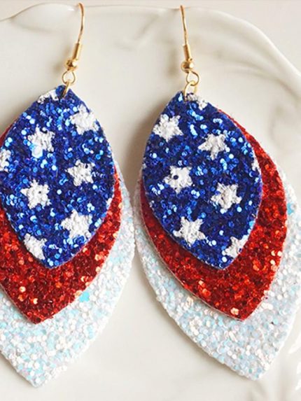 Wholesale American Flag Stars Sequin Earrings
