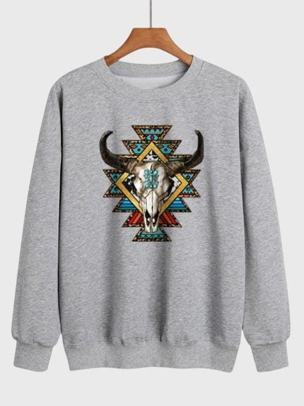 Wholesale Animal Pattern Print Fleece Sweatshirt