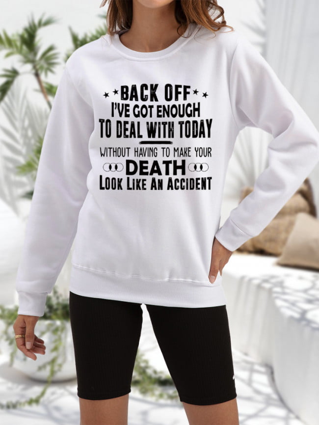 Wholesale BACK OFF Print Fleece Sweatshirt