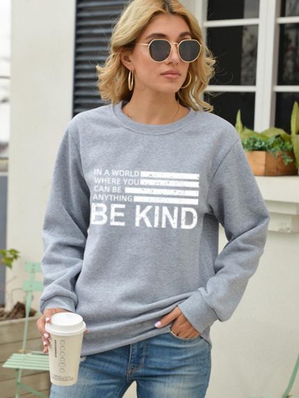 Wholesale BE KIND Print Fleece Sweatshirt