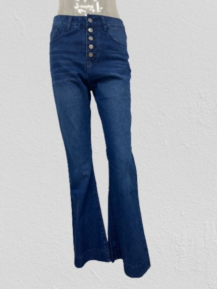 Wholesale Buttoned high-rise flared jeans