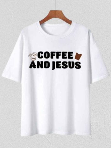 Wholesale COFFEE AND JESUS Print T-Shirt