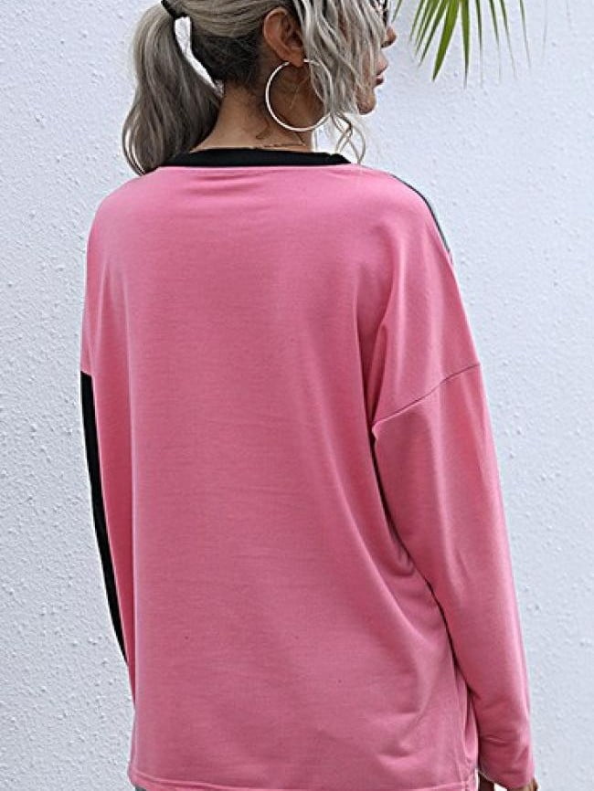 Wholesale Color Block Casual Long Sleeve T-Shirt