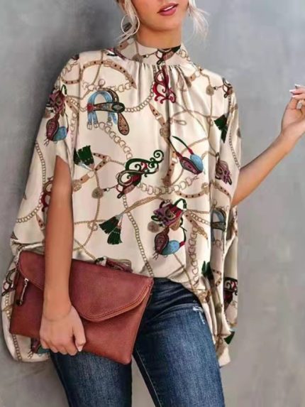 Wholesale Fashion Print Dolman Sleeve Top