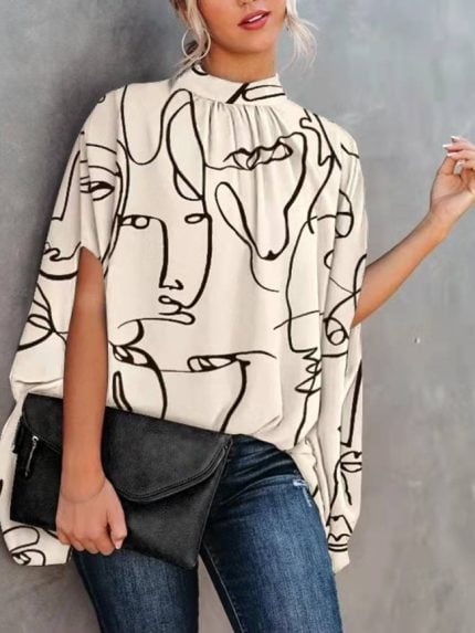 Wholesale Fashion Print Dolman Sleeve Top