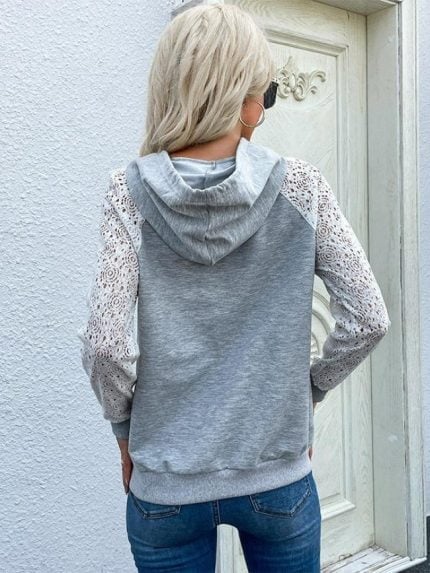 Wholesale Hollow Lace Stitching Thin Hoodie