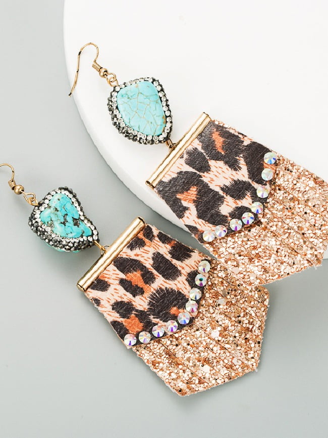 Wholesale Leopard Fringe Sequin Earrings