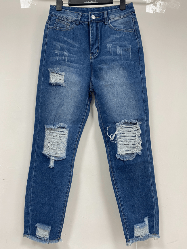 Wholesale Ripped Slim Fit Washed Jeans