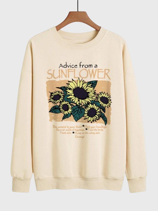 Wholesale SUNFLOWER Print Fleece Sweatshirt