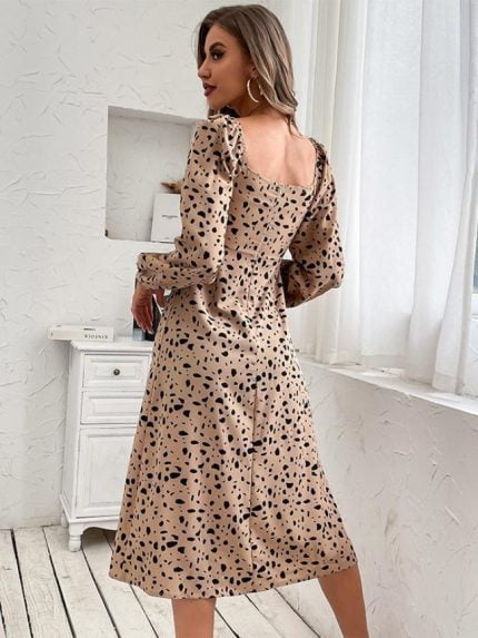 Wholesale Sexy Leopard Print Long Sleeve Dress