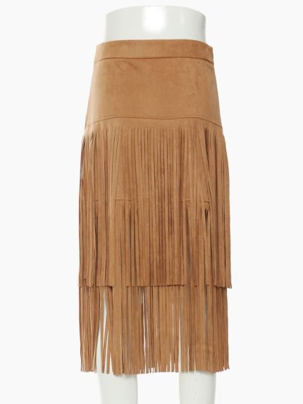 Wholesale Solid Color Tassel Casual Skirt