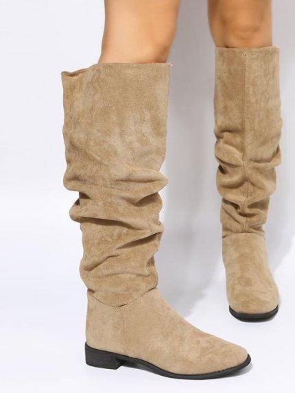 Wholesale Vintage Solid Color Suede Flat Boots