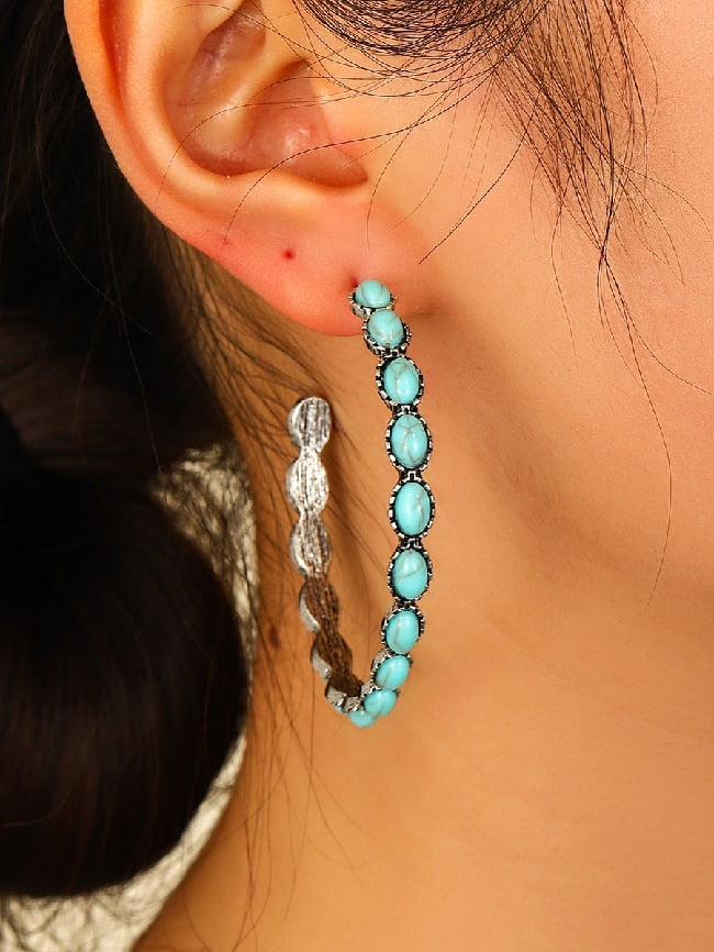 Wholesale Vintage Turquoise C Shape Earrings