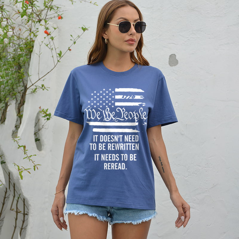 Alphabet American Flag Print Casual T-Shirt