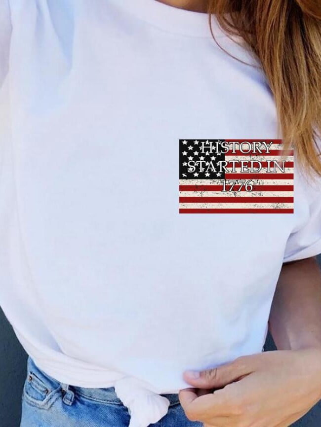 American Flag Print Casual T-Shirt