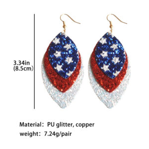 American Flag Stars Print Sequin Earrings