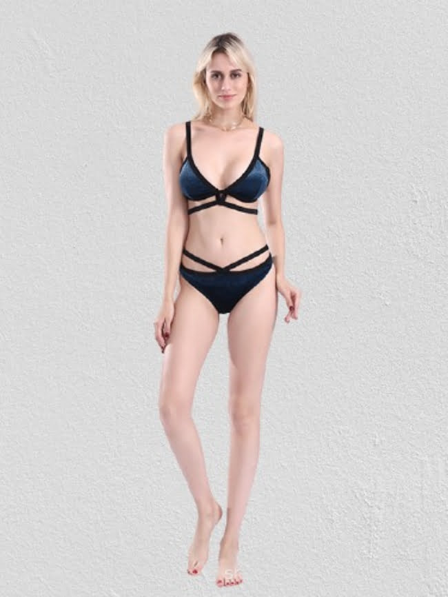 Backless Velvet Bikini Swimsuit 2