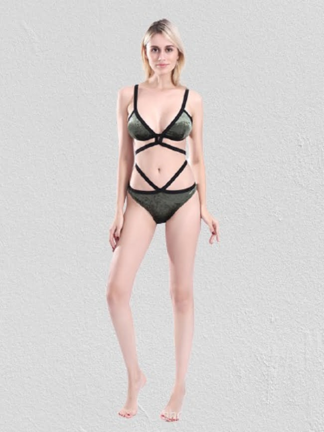 Backless Velvet Bikini Swimsuit 3