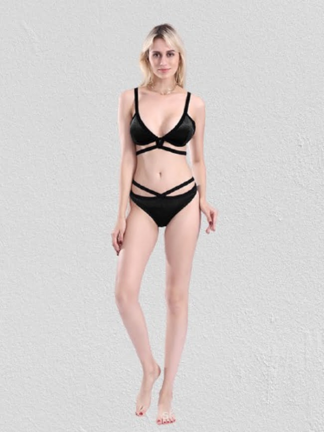 Backless Velvet Bikini Swimsuit 4