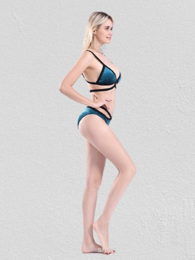 Backless Velvet Bikini Swimsuit 5