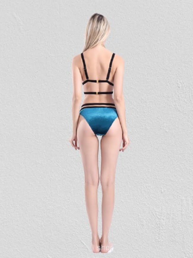 Backless Velvet Bikini Swimsuit 6