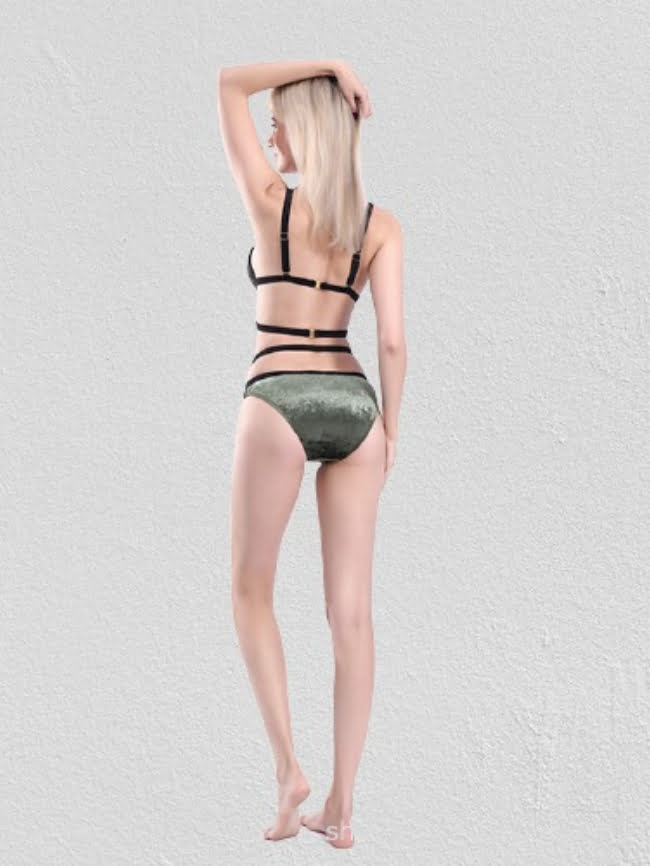 Backless Velvet Bikini Swimsuit 7