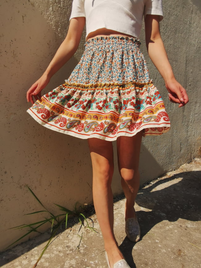 Bohemian pattern print ruffle skirt 17
