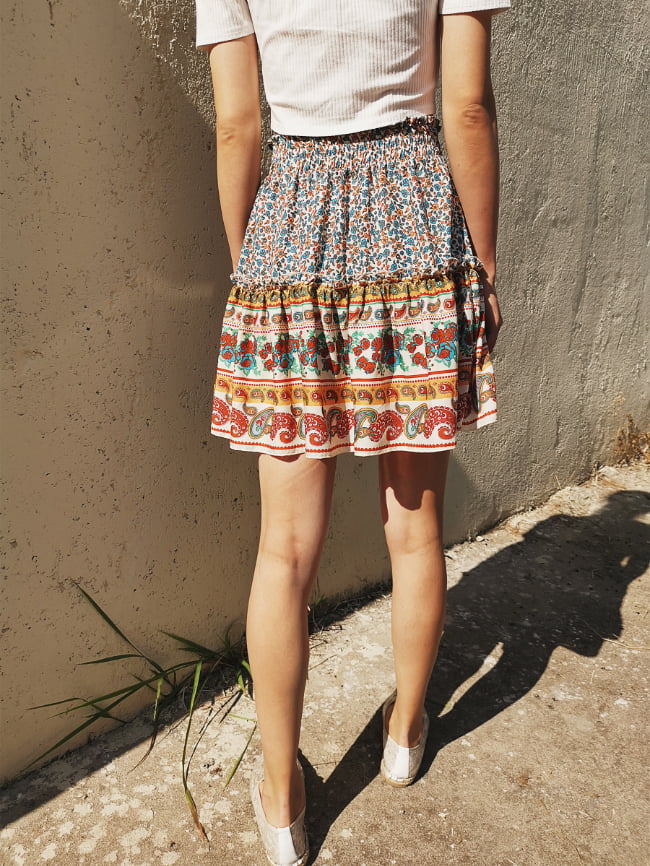 Bohemian pattern print ruffle skirt 19