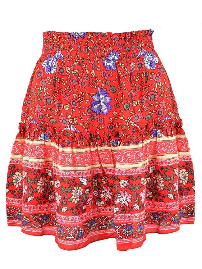 Bohemian pattern print ruffle skirt 28