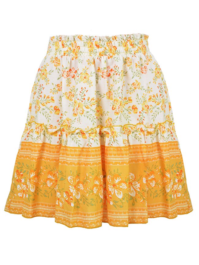 Bohemian pattern print ruffle skirt 29