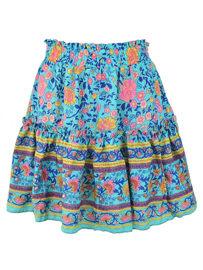 Bohemian pattern print ruffle skirt 31