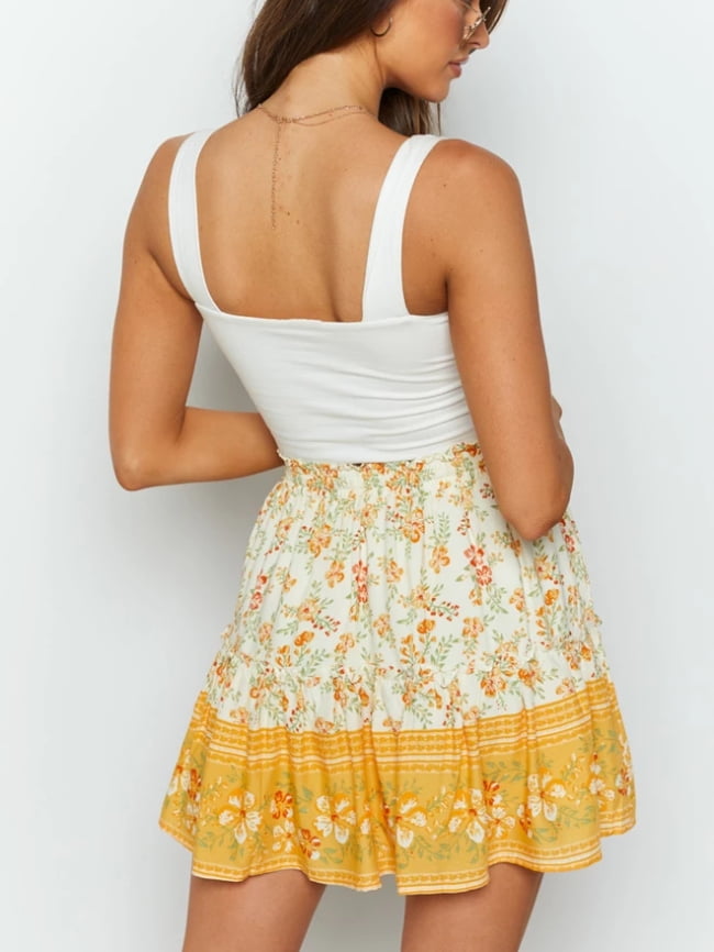 Bohemian pattern print ruffle skirt 8