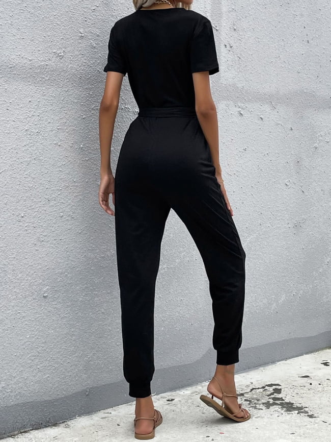 Casual lace up cropped jumpsuit 3