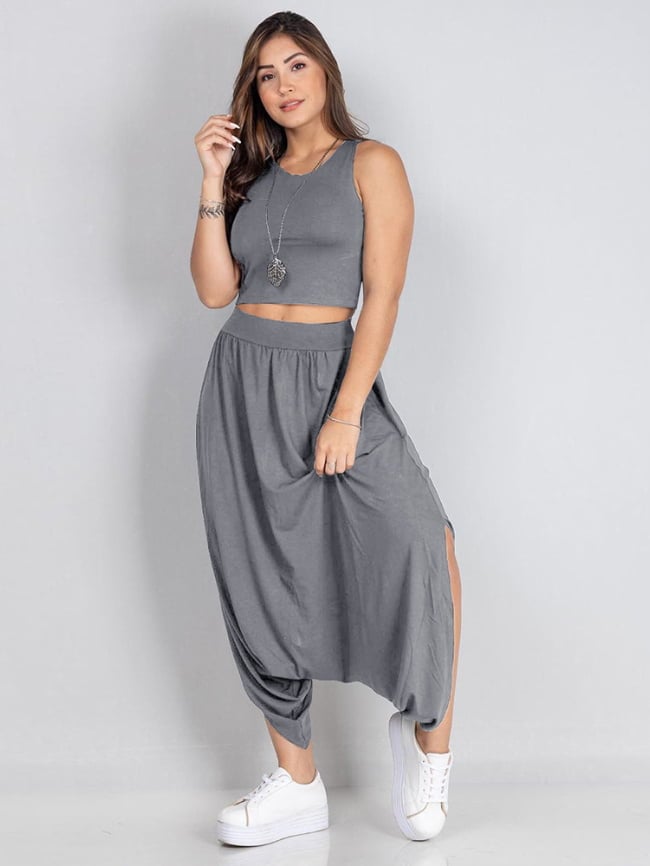Wholesale Casual sleeveless top harem pants two piece