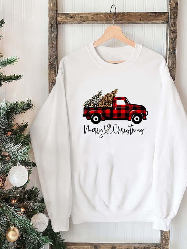Christmas Truck Print Long Sleeve Top 4