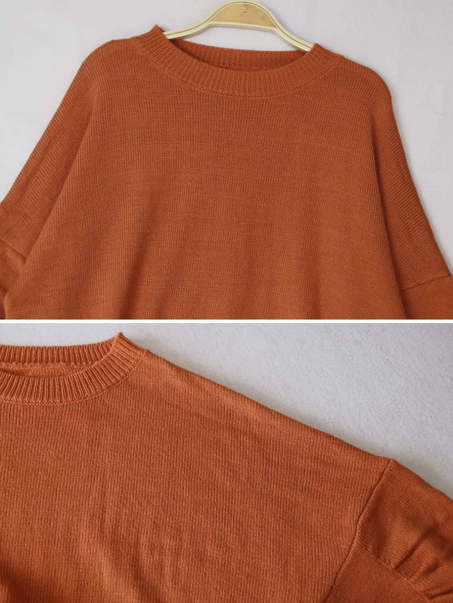 Crew Neck Gathered Long Sleeve Knit Top 4