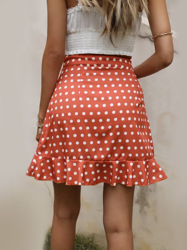 Cross border polka dot pleated skirt 2