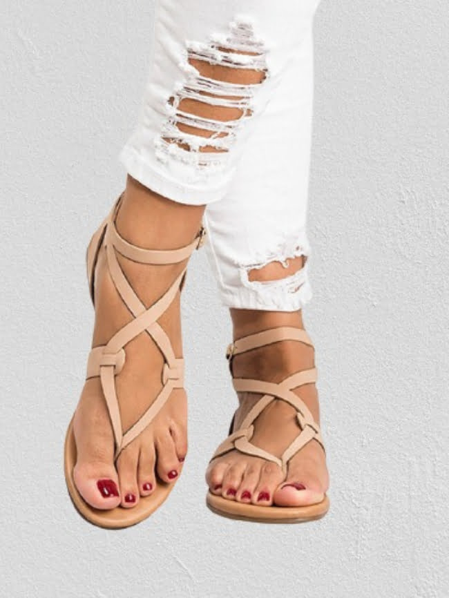 Cross strap thong sandals