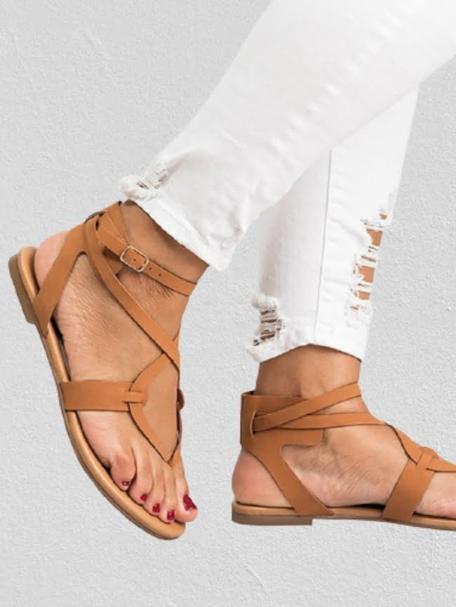 Cross strap thong sandals